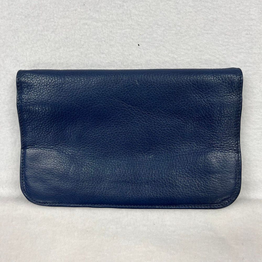 Levenger blue leather multi compartment wallet